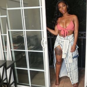 Acid Wash Denim Maxi Skirt/Dress